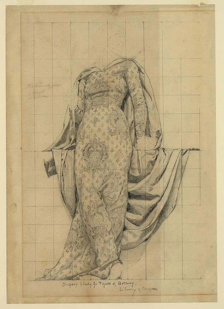 Studio di drappeggio per la figura di Botanica Biblioteca del Congresso